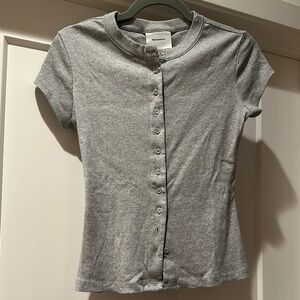 Reformation Gray Raelynn Knit Top